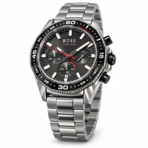 Relógio Hugo Boss Energy 44 mm preto com detalhes vermelhos - Novo na Caixa