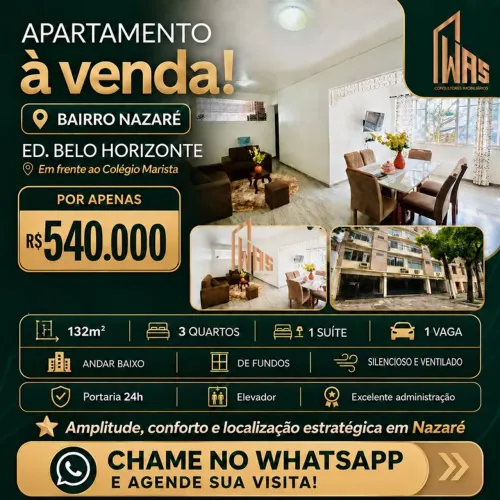 ED. Belo Horizonte apartamento à venda na Nazaré com 132m², 3 Quartos(1 Suíte)