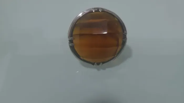 Anel em prata 925 Pedra Amarelo Citrino Tam 16