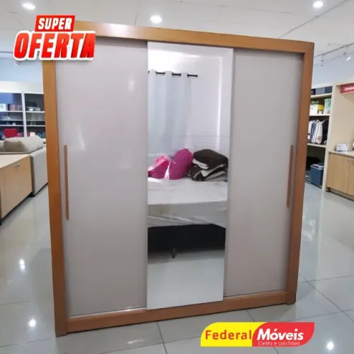 Guarda Roupa 3P 4G c/ Espelho - Super Promoção!