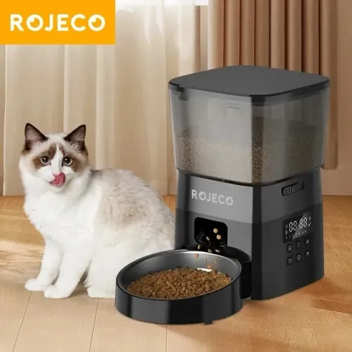 Rojeco alimentador automático para animais, dispensador automático comedouro. padrão US