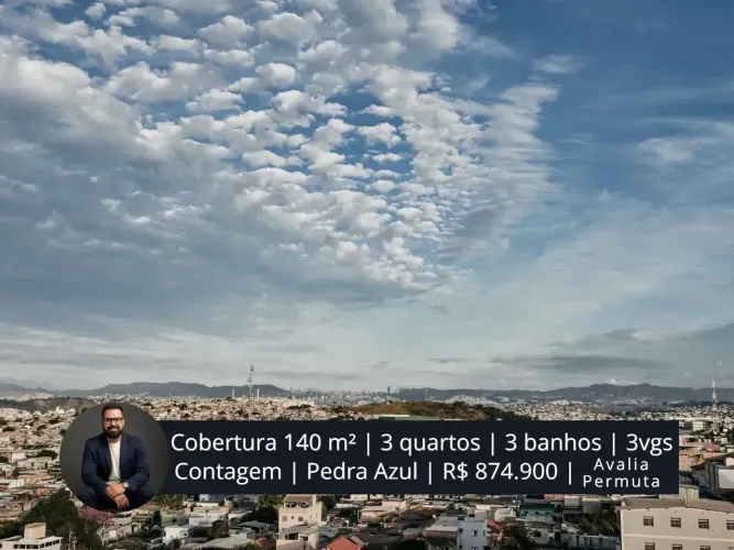 A cobertura moderna com fino acabamento spar e a poucos minutos do shopping contagem
