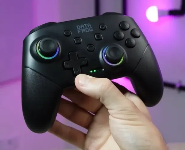 Controle Bluetooth RGB com Vibração Data Frog p/ Nintendo Switch, Android/iPhone, PC