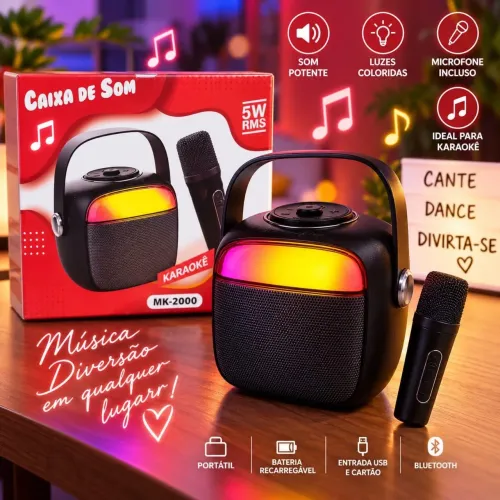 Caixa de som com microfone 