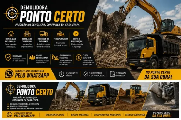 DEMOLIDORA PONTO CERTO -  Precisão, Segurança e Agilidade em Cada Obra
