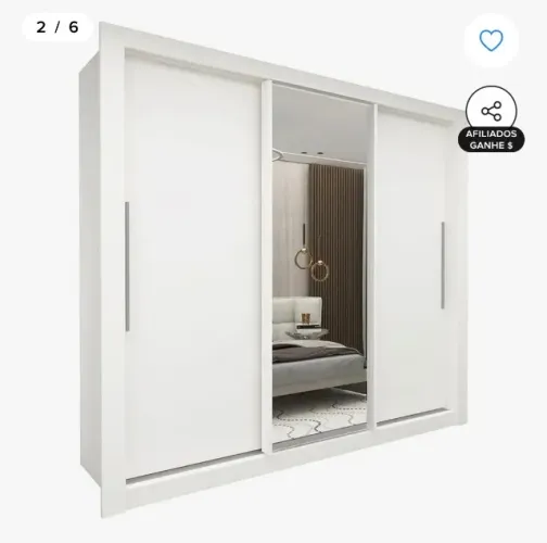 Guarda-roupa bebê Branco 3 Portas Corrediça Espelhada Milão MDF Yescasa Usado 