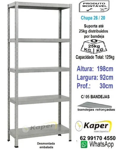 Estante de Aço ( Nova )- Prateleira de aço, Regulável