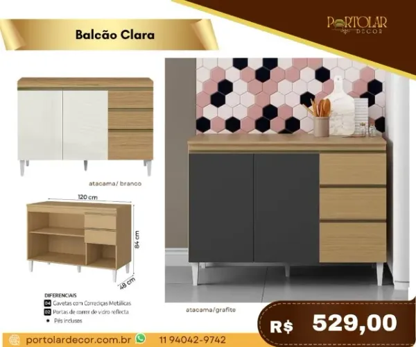 Balcão Clara, a pronta entrega