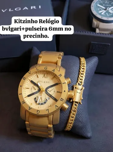 Relógio bvlgari fundo de vidro+ pulseira 6 mm