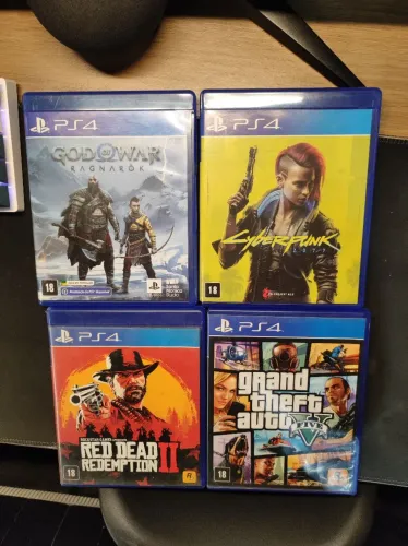 Jogos ps4 (Gow Ragnarok, Rd2, cyberpunk, GTA V)