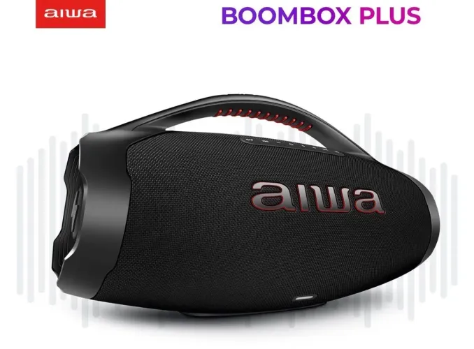Caixa de som aiwa boombox plus