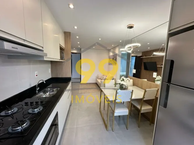 Apartamento mobiliado para locação 2 quartos 1 suíte 1 vaga + varanda 51 m² 200 metros da