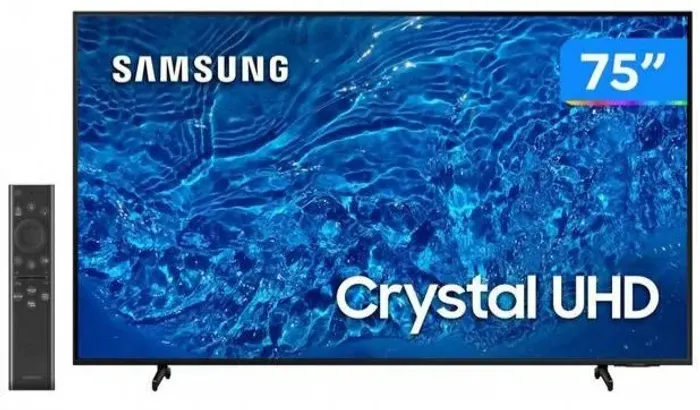 Televisão samsung 75 polegadas cristal 4k uhd com tela danificada/quebrada