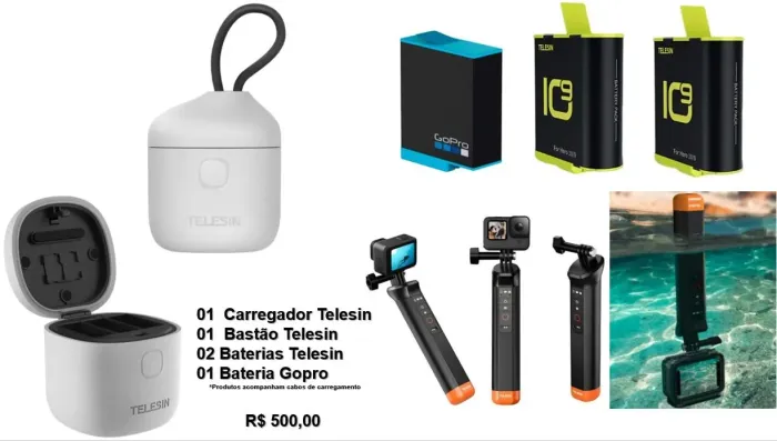Bateria e carregador para Gopro
