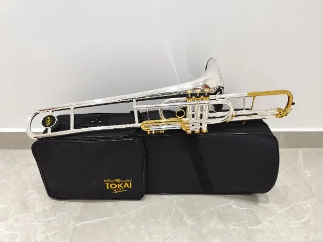 Trombone Curto Tokai TP-201PG Sib - Prata c/ Dourado - NOVO - Parcelo 21x cartão
