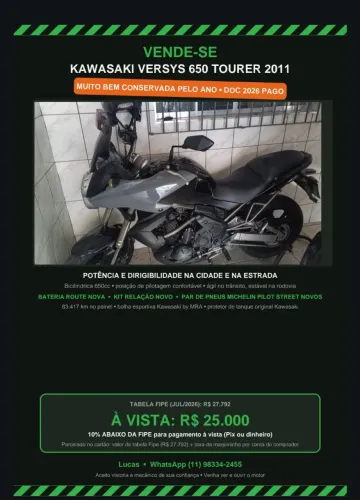 Kawasaki Versys 650 Tourer 2011 - Conforto e Torque de Sobra