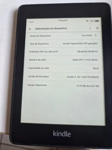 Kindle Paperwhite de 10ª geração, com 8gb de memória.