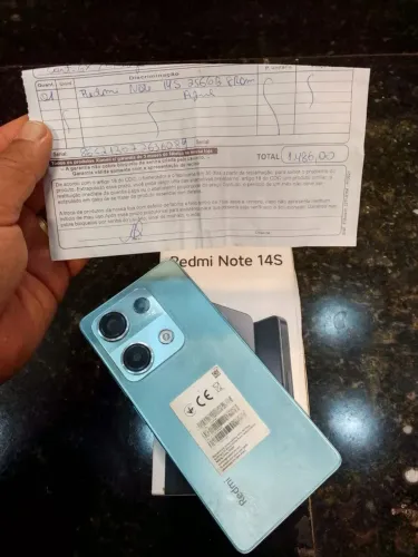 Redmi note 14s 258gb com nota fiscal único dono, defeito somente a câmera frontal