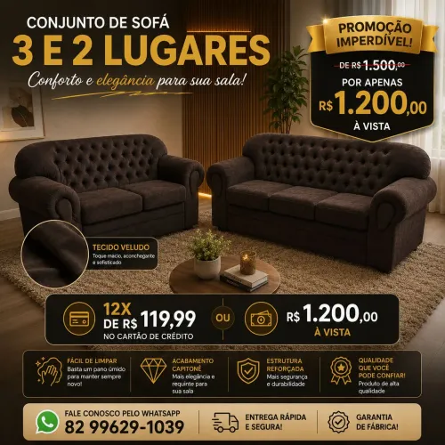 Conjunto sofá 3 e 2 lugares (NOVO)