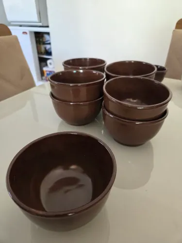 Kit com 10 cumbucas de cerâmica 500ml - Marrom