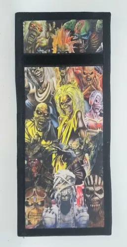 Carteira com velcro rock Iron maiden antigos retrô estilo anos 80 e 90