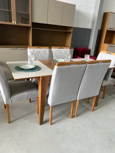 Mesa Elastica 1,80 com 6 Cadeiras de Linho ENTREGA HOJE