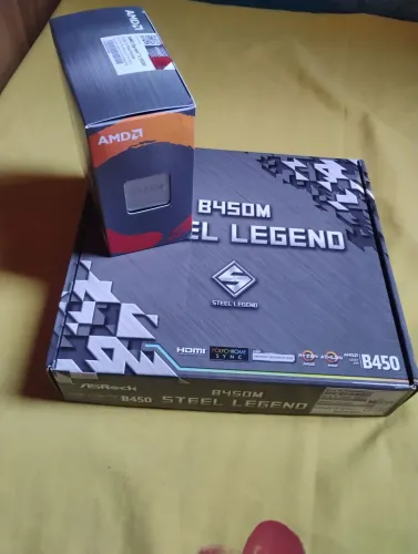 Kit ryzen processador 5 5500 e placa mãe ASRock B450M - NOVOS!