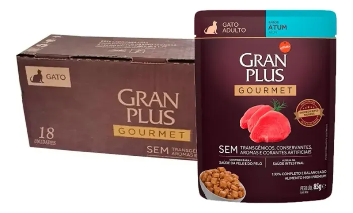 Ração Úmida Sachê GranPlus Gourmet para Gatos - Caixa com 18un.