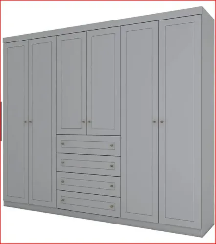 Guarda Roupa Casal Americano 6 Portas Cinza - Henn