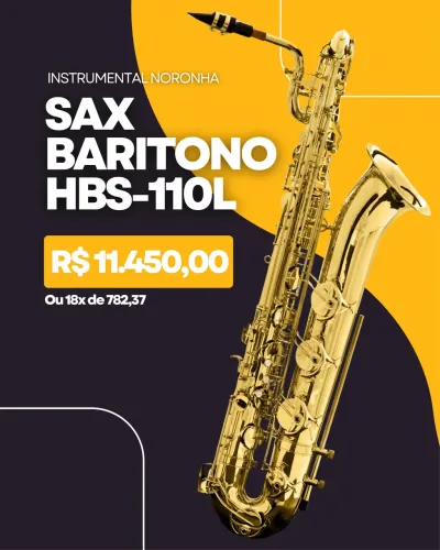 Sax barítono HBS-110L Mib com lá grave - Novo 1 ano de garantia 