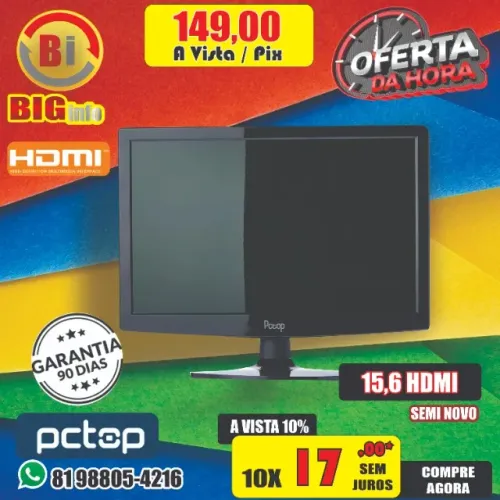 Monitor LED 15.6 Pctop Mlp156Hdmi - 1280 X 600 - Hdmi/Vga