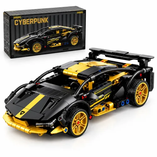 Carro Cyberpunk Blocos De Montar 367 Peças Preto Dourado