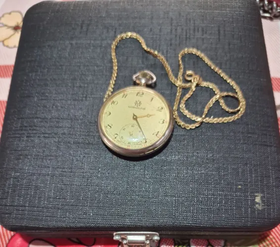 Relógio De Bolso Suíço Mirvaine 17 Jewels (Funcionando) + Corrente banhada a Ouro 18k JS
