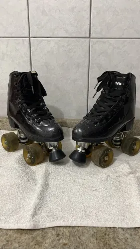 Patins Quad Traxart Feminino Preto Glitter 35/36