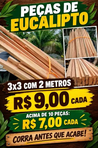 Peças de eucalipto 3x3 com 2 metros