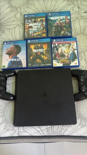 Videogame Ps4 com 10 jogos originais e 1controle original seminovo