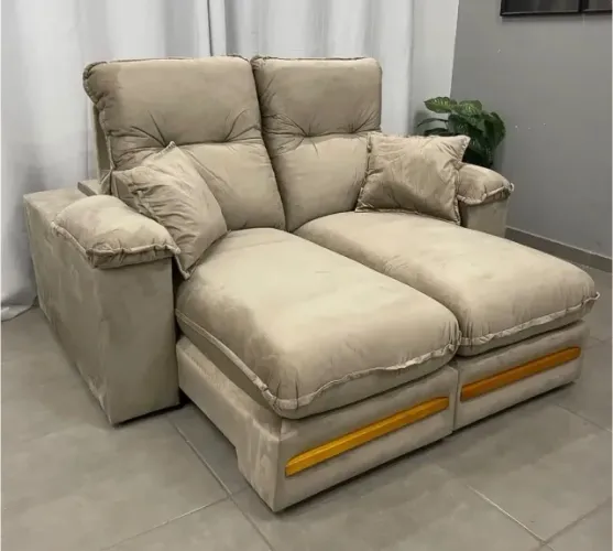 Sofá Libano 180cm 2 Lugares Retrátil e Reclinável em Veludo
