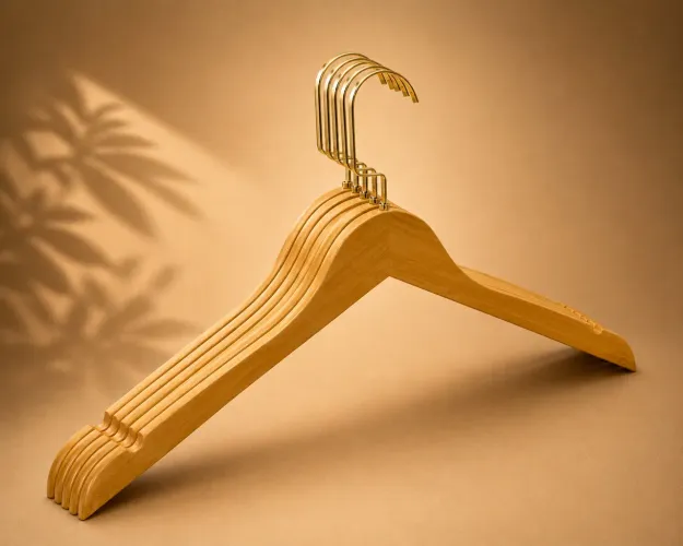Cabides de madeira gancho dourado luxo (100)