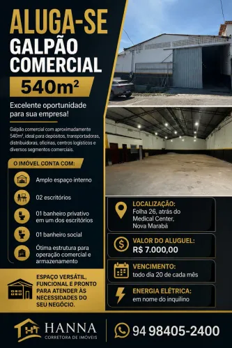 Galpão dentro da cidade para locação .