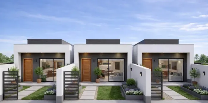 Aquisição de terreno e construção com 56m²