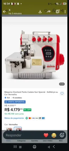 Maquinha de costura! Ponto cadeia semi nova
