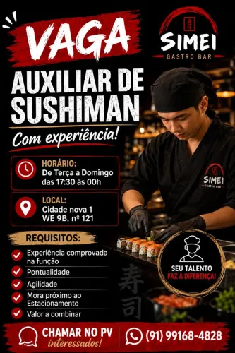 Vaga - Auxiliar de Sushiman