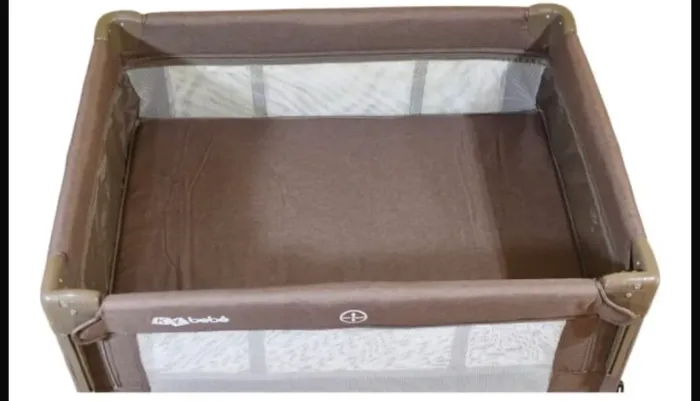 Berço Portatil Lateral Soft Premium marrom + colchonete => NOVO
