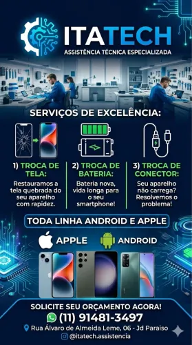 Faço reparos em smartphones linha Android e iOS