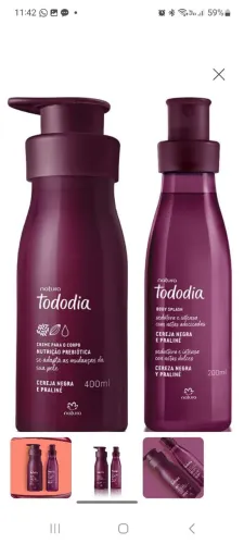 Kit Natura Tododia Body Splash e Hidratante Cereja Negra e Praline