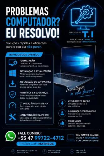 Serviços de T.I - Formatação, Instalação e Suporte Técnico