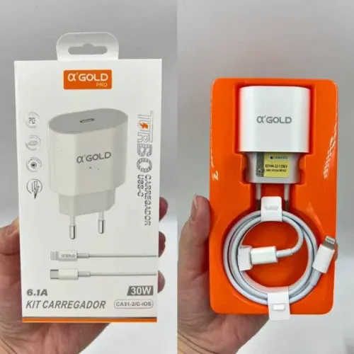 Carregador Turbo A'Gold Pro 30W + Cabo USB-C - Novo