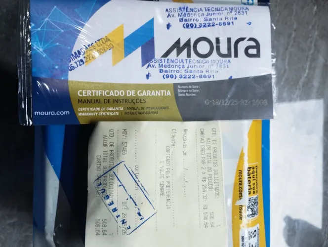Bateria Moura 60A nova para carro 