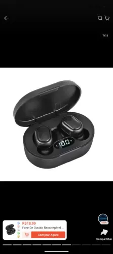 Fone de ouvido bluetooth com visor de bateria