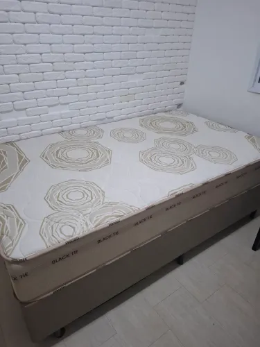 Cama Box Viúva Fortezza Black Tie 128x188 + Colchão de Molas Ensacadas